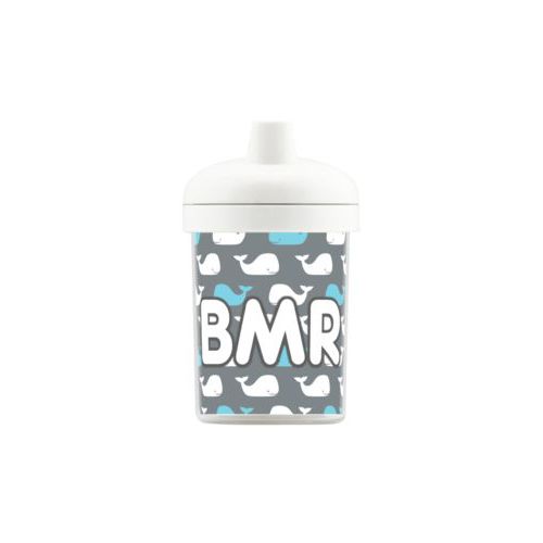 Personalized toddlercup personalized with whales pattern and the saying "BMR"