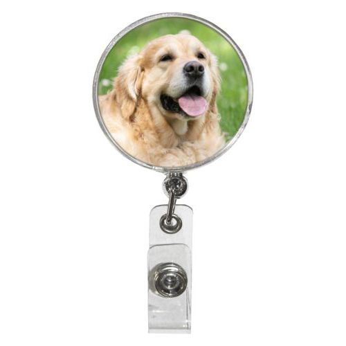 Personalized badge reel personalized with photo of your dog