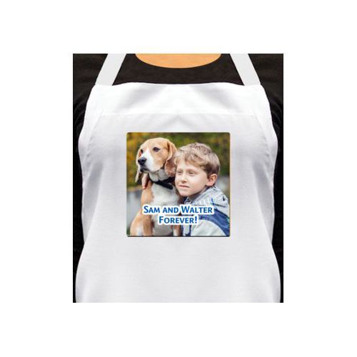 Personalized apron personalized with photo and the saying "Sam and Walter Forever!"