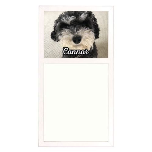 Personalized white board personalized with photo and the saying "Connor"