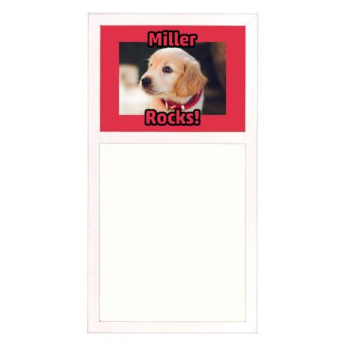 Personalized white board personalized with photo and the sayings "Miller" and "Rocks!"