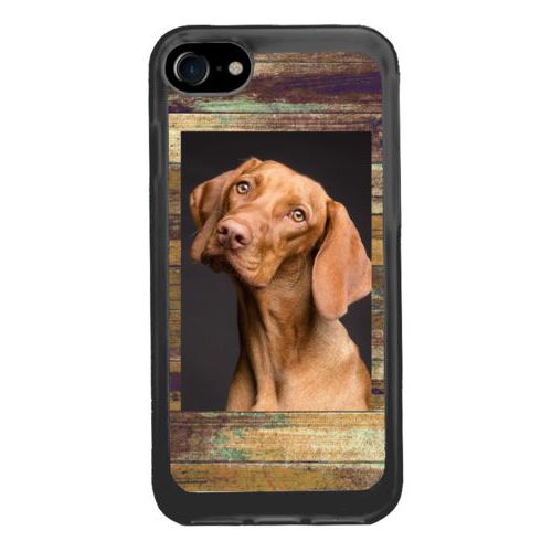 Personalized iphone 7 case personalized with brown rustic pattern and photo