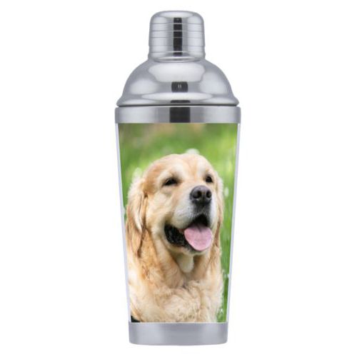 Custom cocktail shaker personalized with dog photo