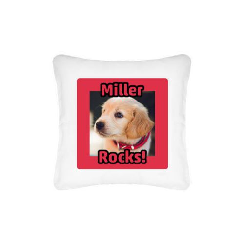 Personalized pillow personalized with photo and the sayings "Miller" and "Rocks!"