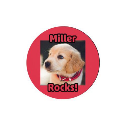 Personalized coaster personalized with photo and the sayings "Miller" and "Rocks!"