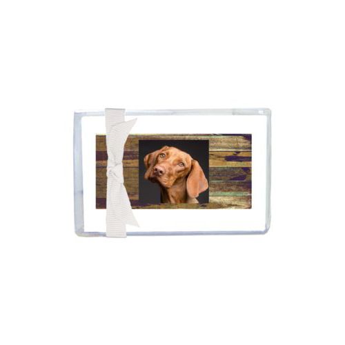 Personalized enclosure cards personalized with brown rustic pattern and photo