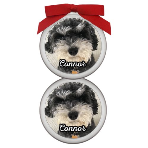 Personalized ornament personalized with photo and the saying "Connor"