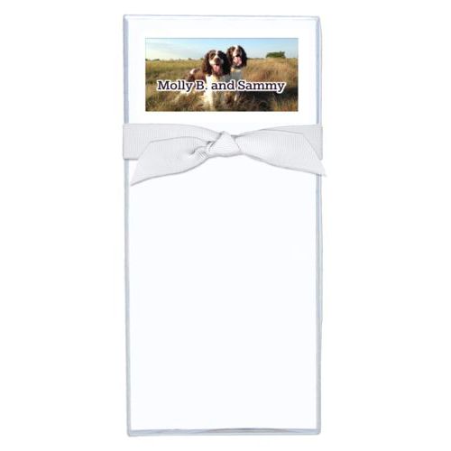 Personalized note sheets personalized with photo and the saying "Molly B. and Sammy"