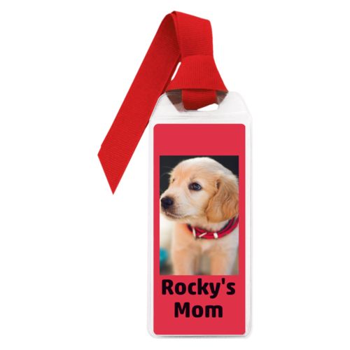Personalized book mark personalized with photo and the saying "Rocky's Mom"