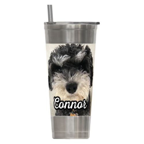 Personalized insulated steel tumbler personalized with photo and the saying "Connor"