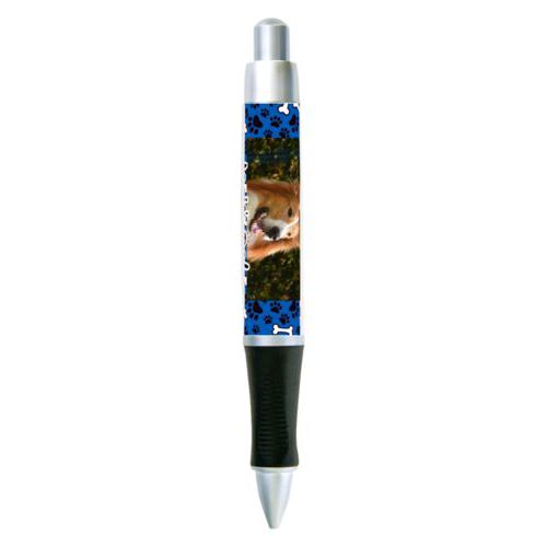 Personalized pen personalized with evidence pattern and photo and the saying "Lassie's Dad"