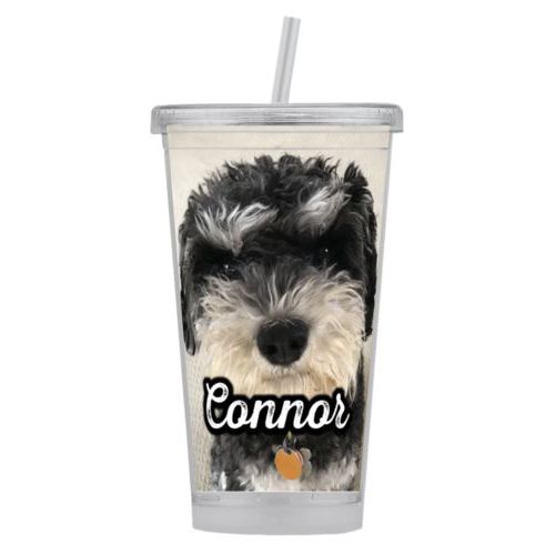 Personalized tumbler personalized with photo and the saying "Connor"