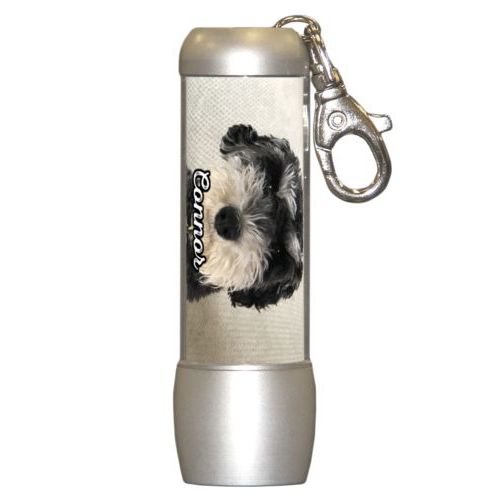 Personalized flashlight personalized with photo and the saying "Connor"