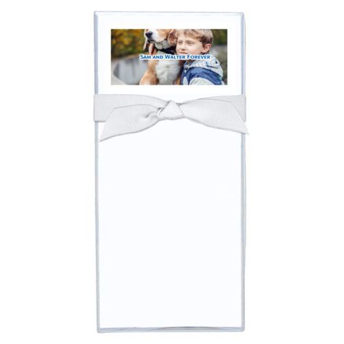 Personalized note sheets personalized with photo and the saying "Sam and Walter Forever"