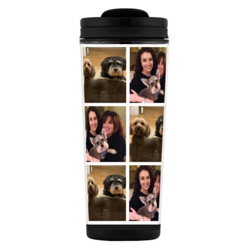 Custom tall coffee mug personalized with photos