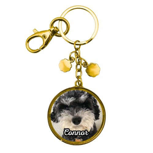 Personalized metal keychain personalized with photo and the saying "Connor"