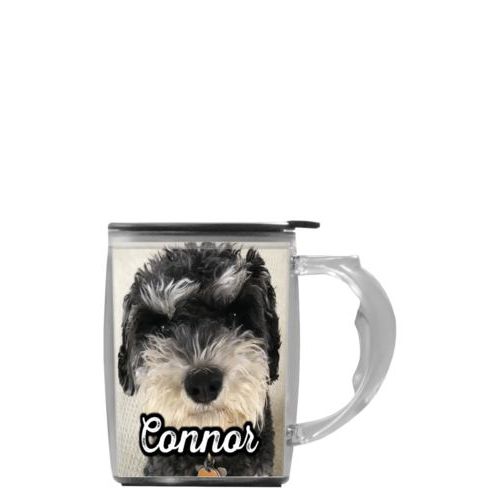 Custom mug with handle personalized with photo and the saying "Connor"
