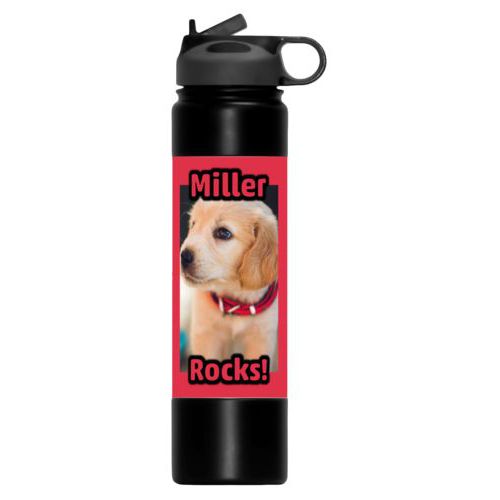 Custom water bottle personalized with photo and the sayings "Miller" and "Rocks!"