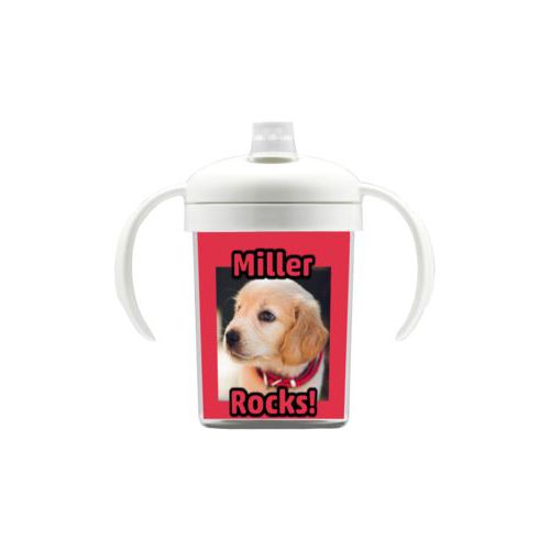 Personalized sippycup personalized with photo and the sayings "Miller" and "Rocks!"