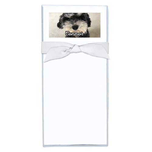 Personalized note sheets personalized with photo and the saying "Connor"