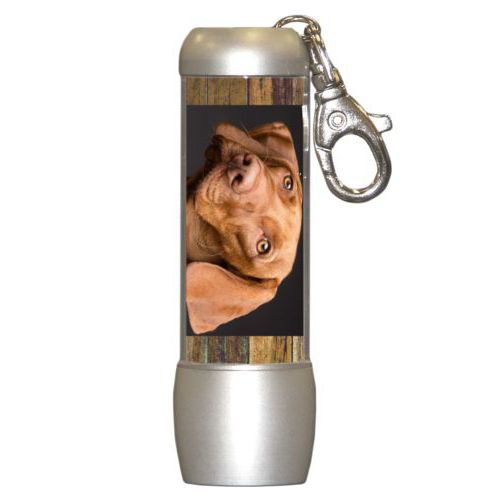 Personalized flashlight personalized with brown rustic pattern and photo