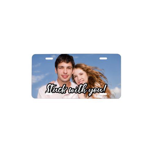 Custom plate personalized with photo and the saying "Stuck with you!"