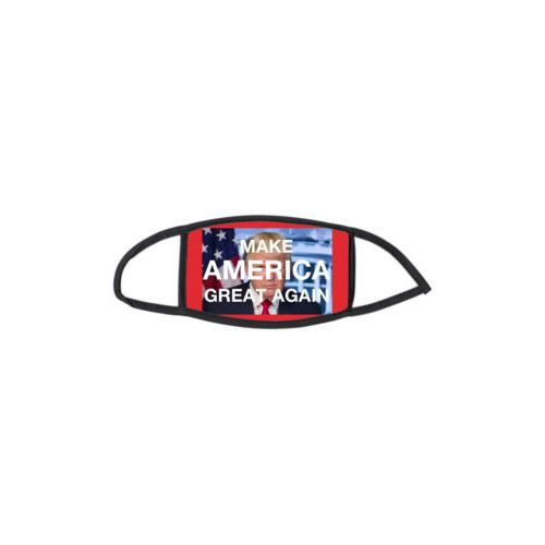 Custom facemask personalized with Trump photo and "Make America Great Again" design