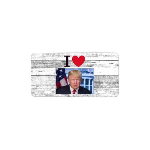 Personalized license plate personalized with "I Love Trump" with photo design