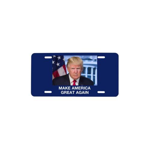 Personalized license plate personalized with Trump photo with "Make America Great Again" design