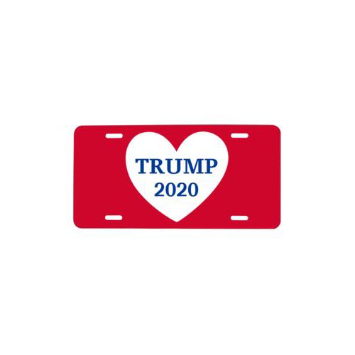 Personalized license plate personalized with "Trump 2020" in heart design