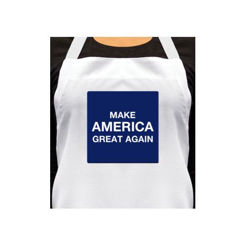 Personalized apron personalized with "Make America Great Again" design on blue