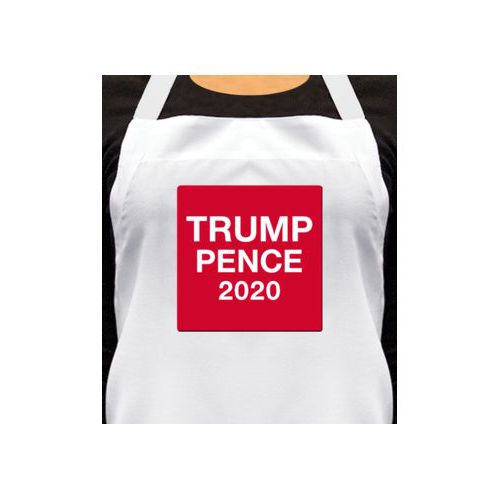 Custom apron personalized with "Trump Pence 2020" on red design