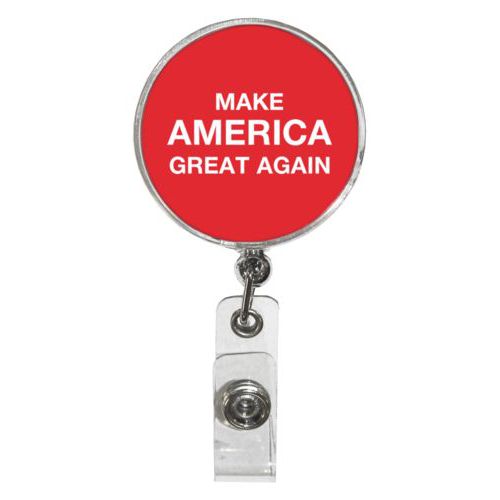 Personalized badge reel personalized with "Make America Great Again" design on red
