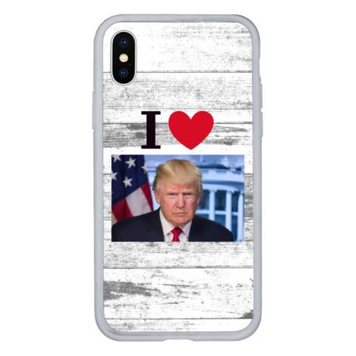 Custom protective phone case personalized with "I Love Trump" with photo design