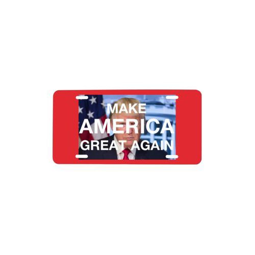 Personalized license plate personalized with Trump photo and "Make America Great Again" design
