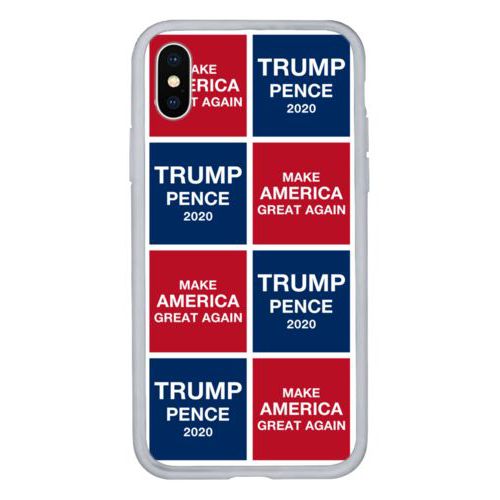 Custom protective phone case personalized with "Trump Pence 2020" and "Make America Great Again" tiled design