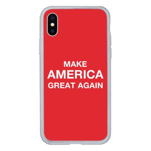 Personalized phone case personalized with "Make America Great Again" design on red