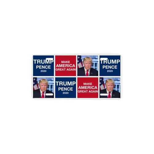 Personalized license plate personalized with Trump photo with "Trump Pence 2020" and "Make America Great Again" tiled design