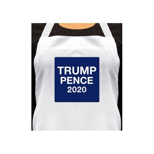Personalized apron personalized with "Trump Pence 2020" on blue design
