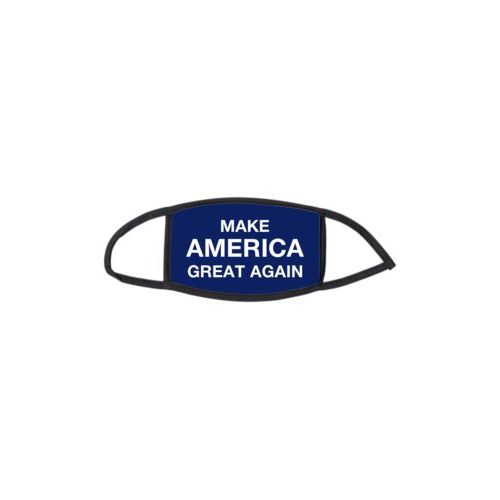 Custom facemask personalized with "Make America Great Again" design on blue