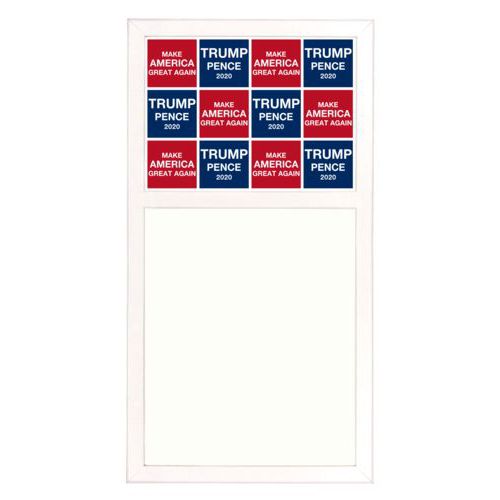 Personalized whiteboard personalized with "Trump Pence 2020" and "Make America Great Again" tiled design