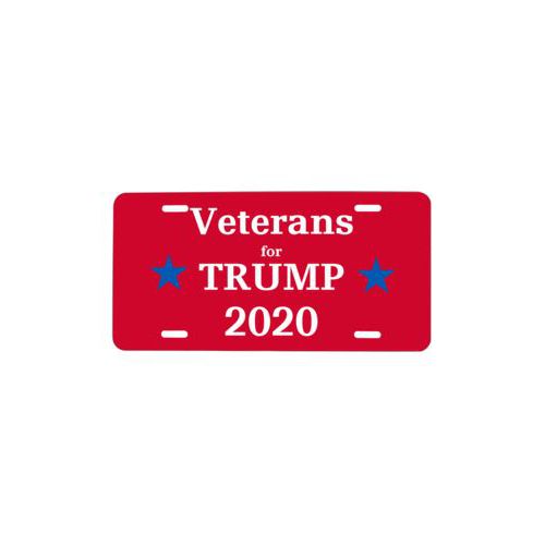 Personalized license plate personalized with "Veterans for Trump 2020" design