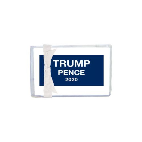 Enclosure cards personalized with "Trump Pence 2020" and "Make America Great Again" tiled design
