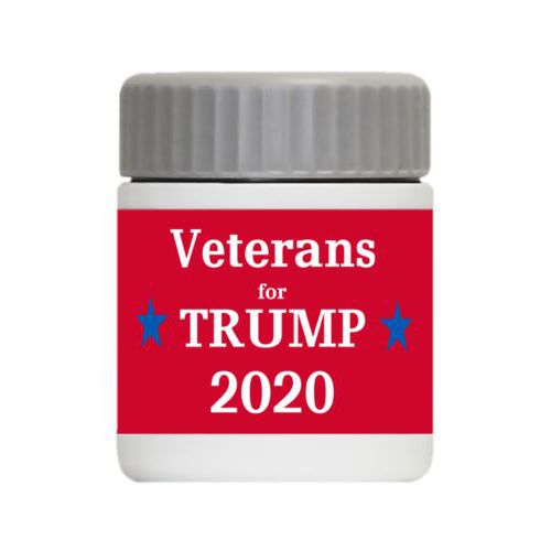 Personalized 12oz food jar personalized with "Veterans for Trump 2020" design