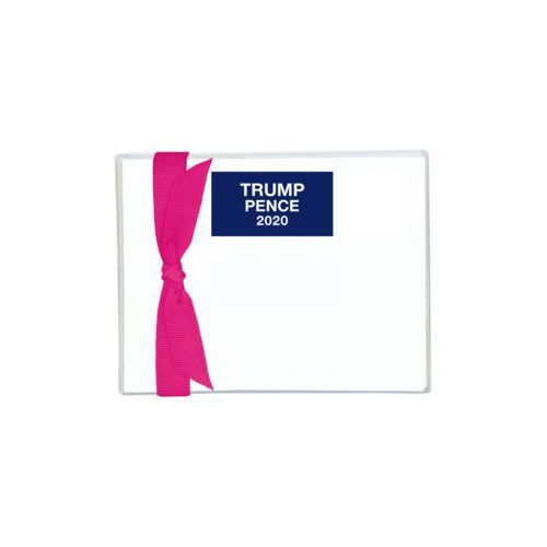 Flat cards personalized with "Trump Pence 2020" on blue design