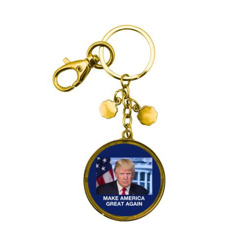 Personalized keychain personalized with Trump photo with "Make America Great Again" design