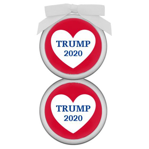Personalized ornament personalized with "Trump 2020" in heart design