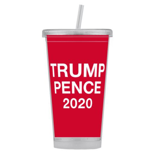 Tumbler personalized with "Trump Pence 2020" on red design