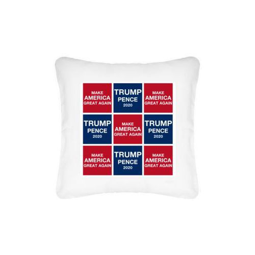 Personalized pillow personalized with "Trump Pence 2020" and "Make America Great Again" tiled design