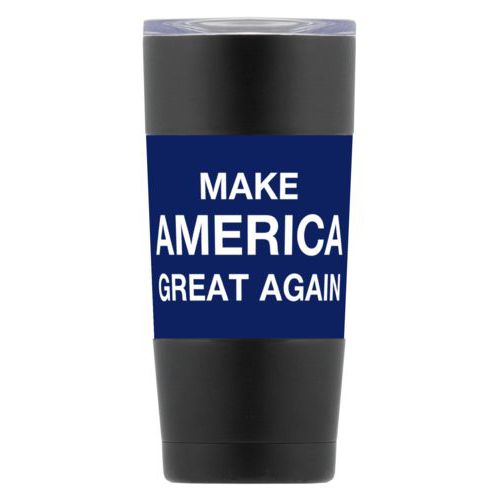 20oz insulated steel mug personalized with "Make America Great Again" design on blue